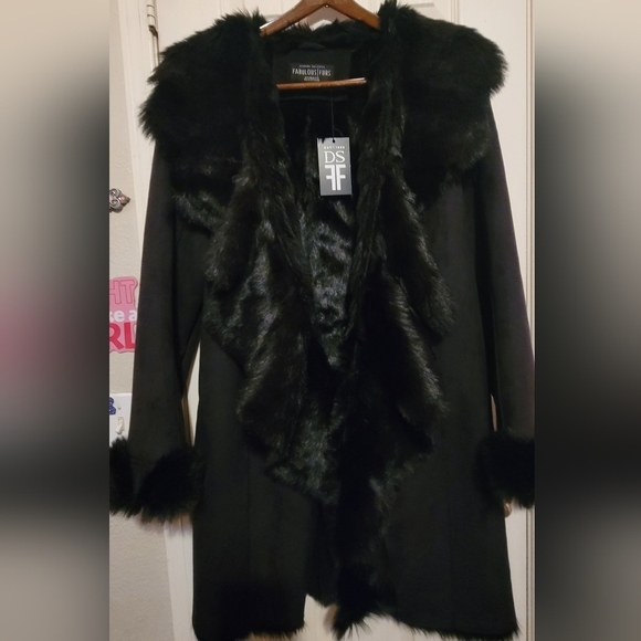 New with tags! FREE SHIPPING!Womens black fox cascade full length faux fur coat - Picture 5 of 9